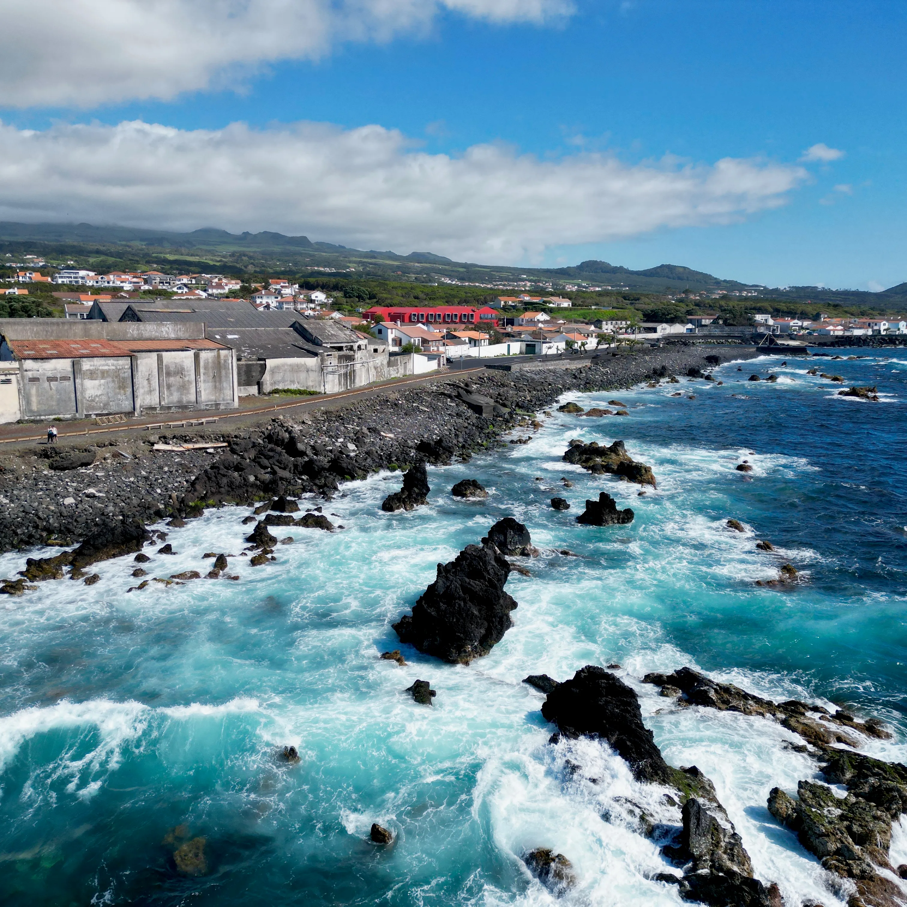 Pico Island coastline with turquoise Atlantic, Azores